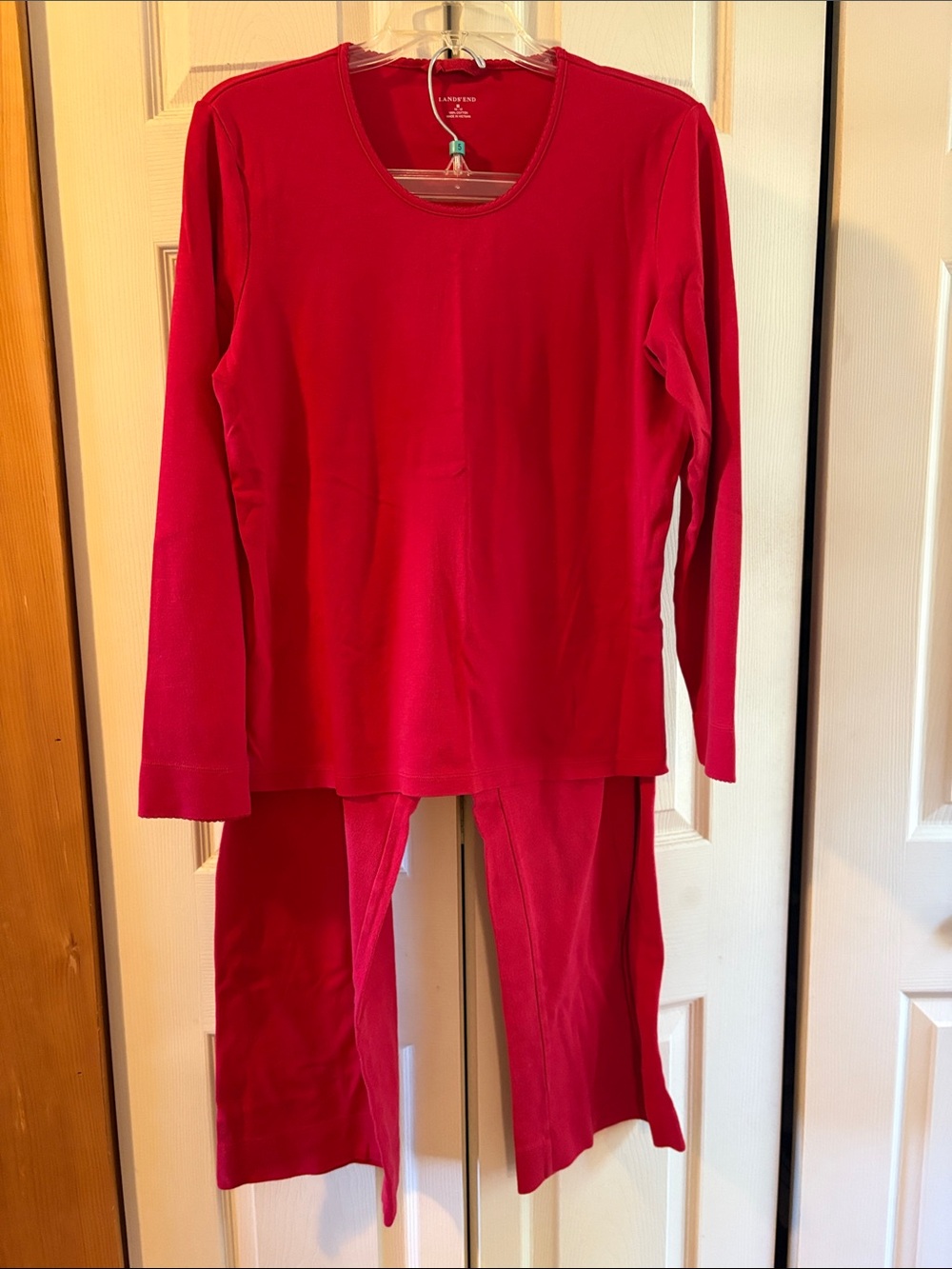 Lands' End Red Long-Sleeve Pajama Set